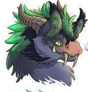 He is a very territorial male dragon, with a powerful body structure. He can't breathe fire, but his saliva is acid.