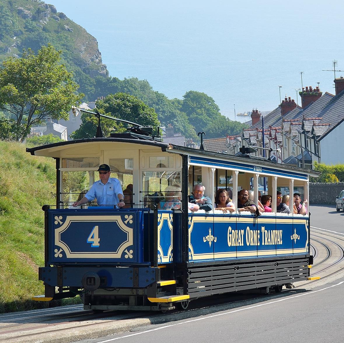 Britain's only cable-hauled public road tramway situated in Llandudno, the Queen of the Welsh Resorts