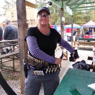 This lady loves 3gun+ as in pistols, rifles, & shotguns, plus plenty of ammo. Msg to VP: Women are perfectly capable of handling any type of firearm.