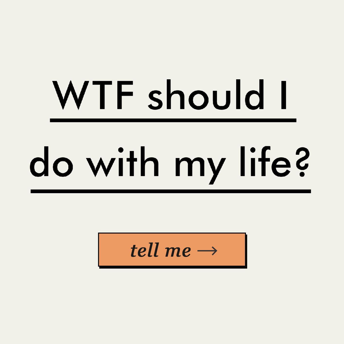 WTF should I do with my life?