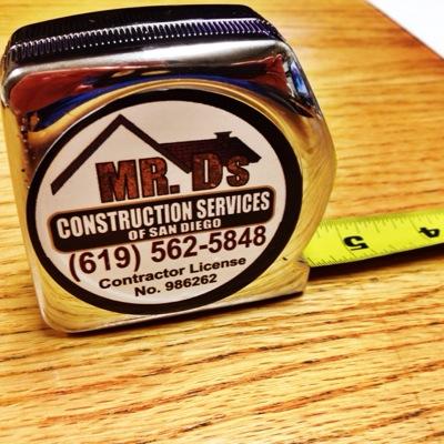 mrdsconstruct's profile picture. Mr. D's Construction Services is a CA licensed general and painting contractor serving San Diego and the surrounding area.