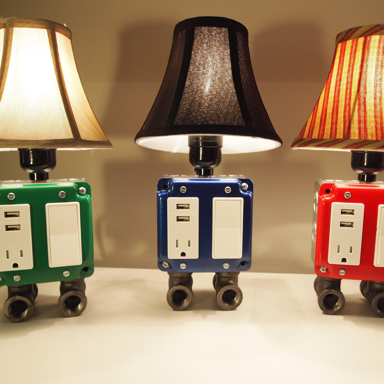 Hand made custom lamps. Charge your electronic devices with ease.