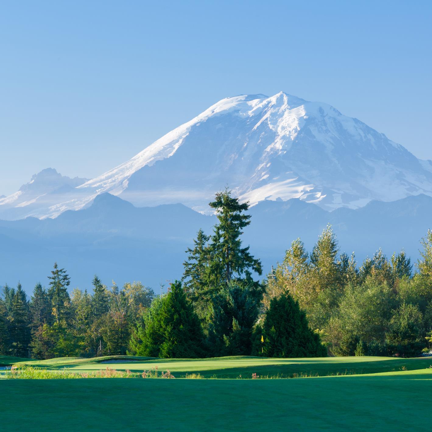 Druids Glen Golf Club offers championship golf and scenic views. Draped in the shadow of Mt. Rainier, upscale public golf course
