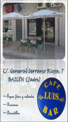 Café/Bar Luis situado en la calle General Serrano Rioja, junto a la autoescuela García Durillo (cerca del paseo de las palmeras), BAILÉN.