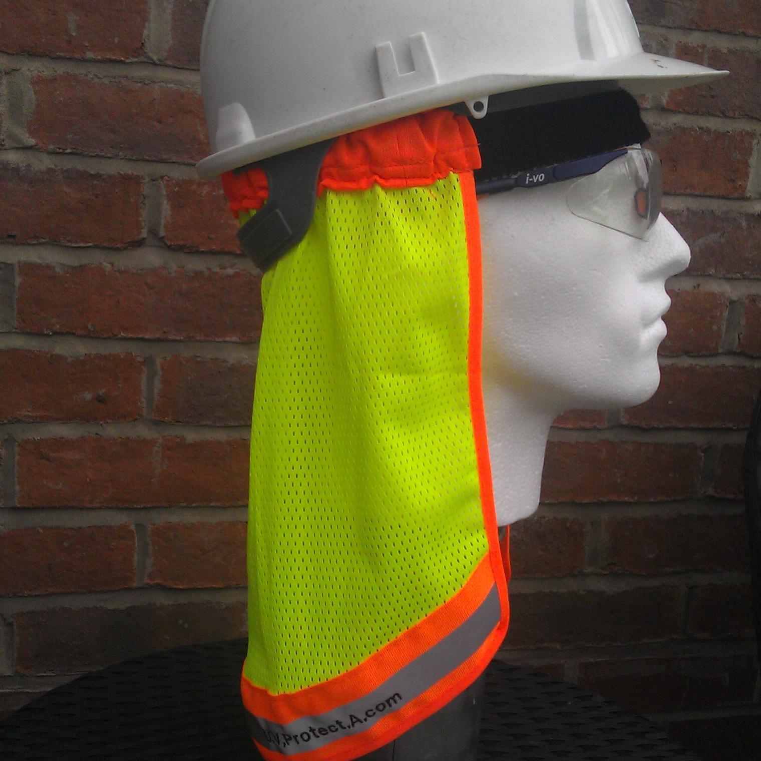 Our UVProtectA is a complimentary hard hat accessory - a neck shield with a unique built in sweatband.protecting the wearer from harmful effects from the sun
