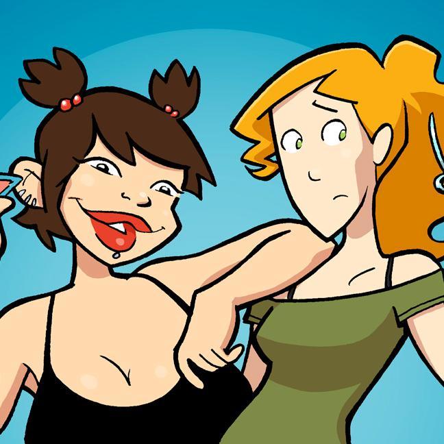 The official Girls With Slingshots account and an excuse for @dcorsetto to tweet at herself.