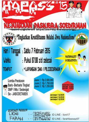 Kejuaraan Paskibra Yasma Pb.Soedirman CP : lioni-089637121727-line : lioni17//Farah : 085715626561-line : Farahfawwaz07