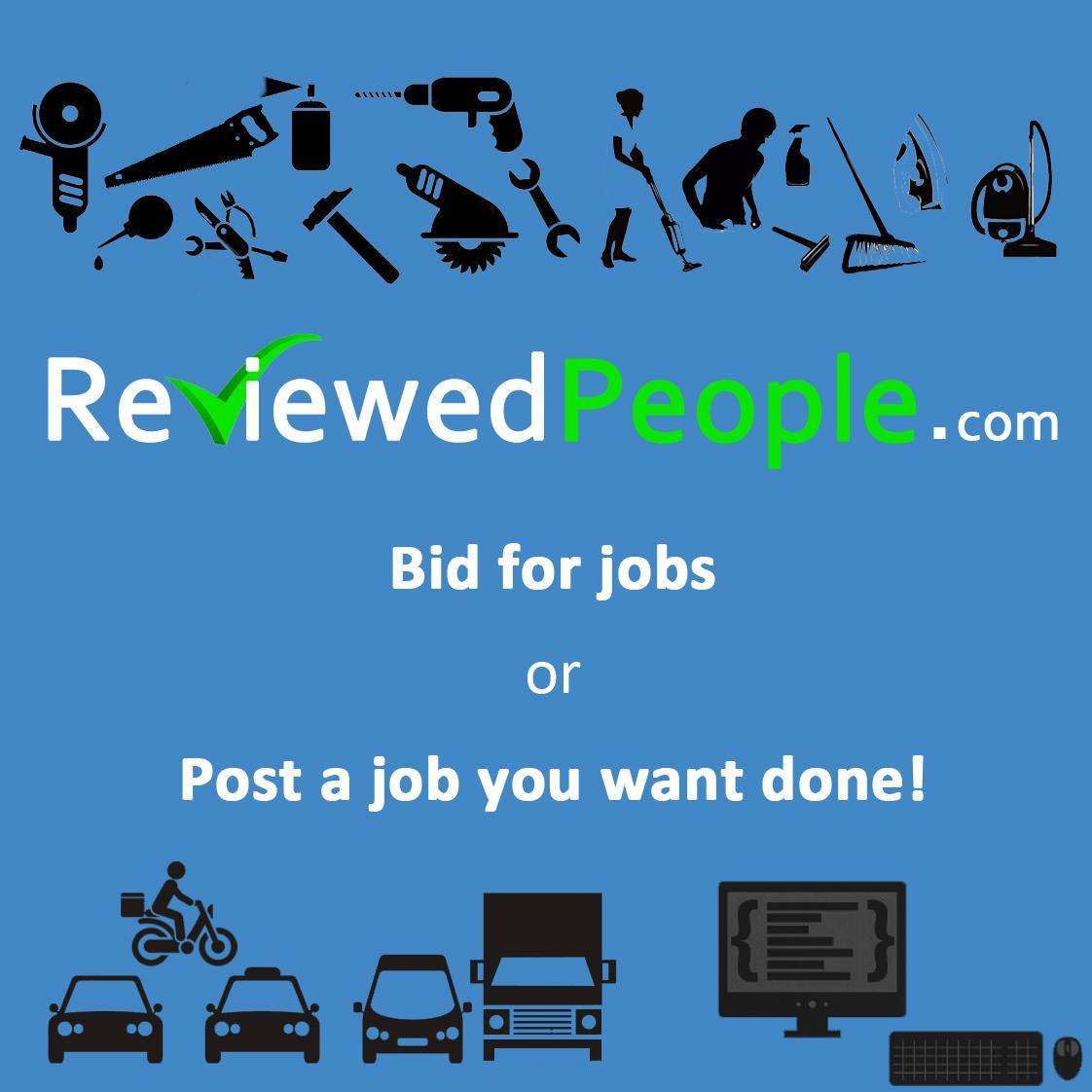 Bid for jobs from tradsman to web design to chores. Post a job free if you need one done! then accept bids from reviewed people near you!