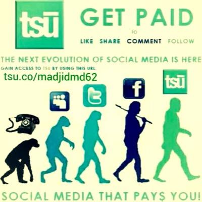 Join Tsu! An alternative to Facebook! The difference with tsu is that they pay you for posting and sharing other people's posts! Join for free (like Facebook)