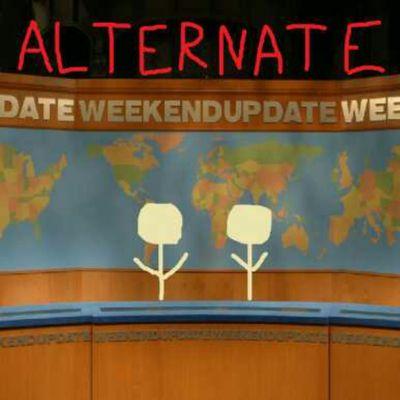 Two fans of Saturday Night Live study the headlines and project the Weekend Update jokes.  Created by @mrdavidallison and @hadtobegoo