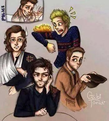One Direction : Louis Tomlinson, Niall Horan, Zayn Malik, Liam Payne, Harry Styles