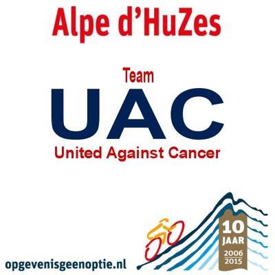 Alpe d'HuZes 2015 Marcel Schippers, Joan de Vos, Marcel Algun, Ilona Okken, Aaldert Schippers, Jenny de Vos en Frank Slutter