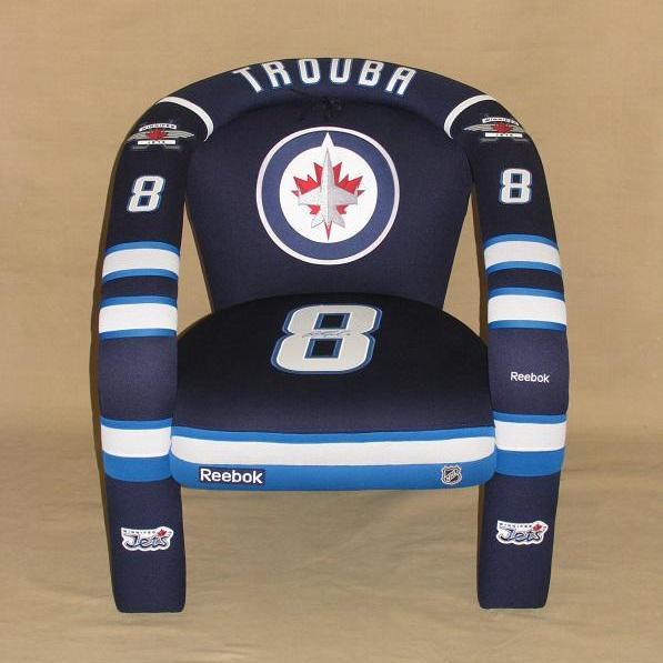 Patented sports chair made with an actual jersey!