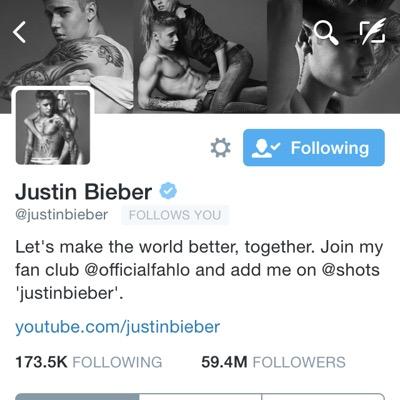 ♡Congrants Justin follows you. He knows who you are & he loves you so much!!!♡ main acc : @DADDYMEGRIER