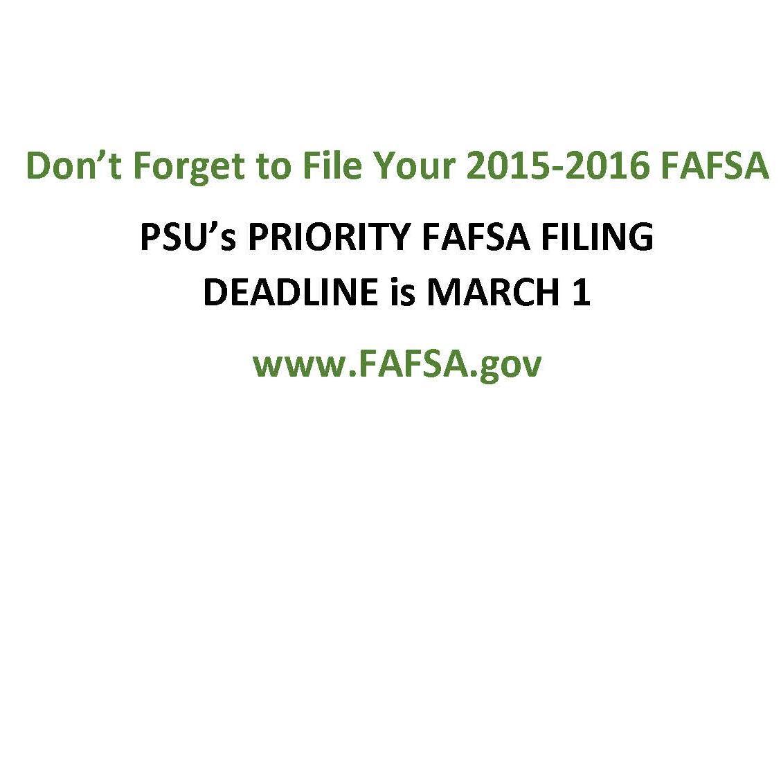 2014-2015 FAFSA is available online now at http://t.co/G7r01GVRGp. File before our March 1 priority deadline to maximize aid!