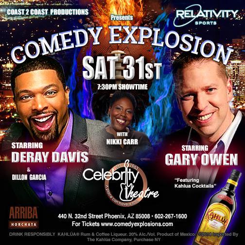 Connecting Comedy 2 Sports: Next up 1/31/15 - Celebrity Theater, PHX, AZ w/ @DeRayDavis @GaryOwenComedy. @nikkicarrtqs @Dillon_GTix: http://t.co/EPrRjYlUqg