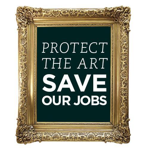 Campaign by gallery assistants at the Dulwich Picture Gallery, members of the Unite union, opposing management's proposed job cuts.