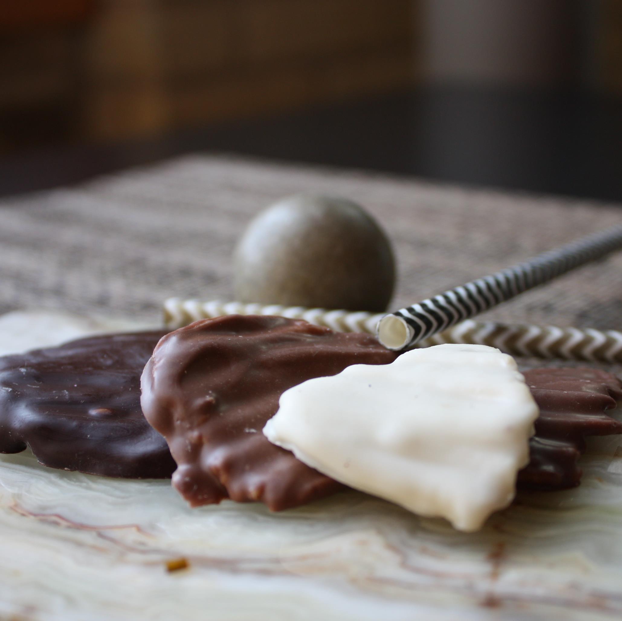 Hand-dipped BELGIAN chocolate covered locally grown potato chips...too delicious to explain!!  Pride of Dakota member. A gourmet twist to a Midwest favorite.