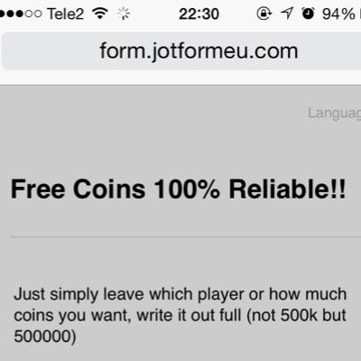 Do you want free coins , this is the latest update for free coins on Fifa 15. Only for PSN. http://t.co/a3QcHU8amH !