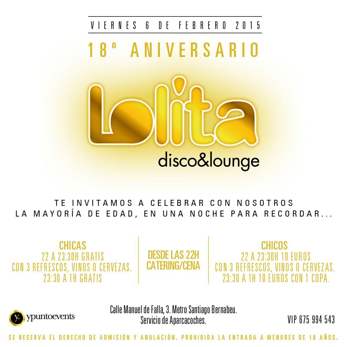 Quieres disfrutar de la mejor fiesta de Madrid, este es tu sitio, discoteca Lolita. Tenemos las mejores ofertas para chicos y chicas. Whatsapp: 655274500
