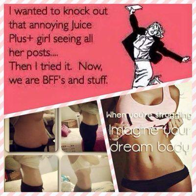 Jadejuicy@hotmail.com     I love JuicePlus for giving me the baby steps I needed to get my body back in shape. It's easy & fun with a rep (like me) to guide you