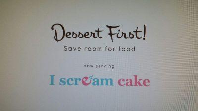 Save room for food! Dessert First is a sweet tooth connoisseur. With a passion for cake, ice cream and chocolate, 'I scream cake' was born.