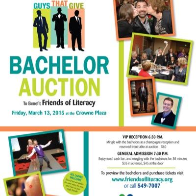 A group of good hearted guys will put themselves on the auction block on March 13th to raise money for Friends of Literacy. More info and tickets on our website