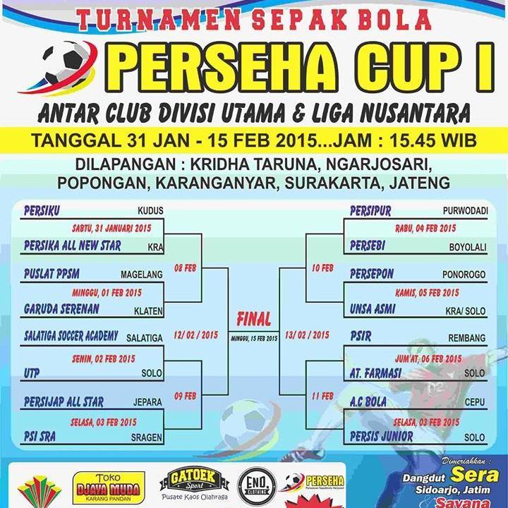 HTM Perseha Cup 2015 | 16 Besar : Rp 7.000,- | 8 Besar : Rp 10.000,- | Semi final : Rp 15.000,- | Final : Rp 20.000,- | Lapangan Harjosari, popongan karanganyar