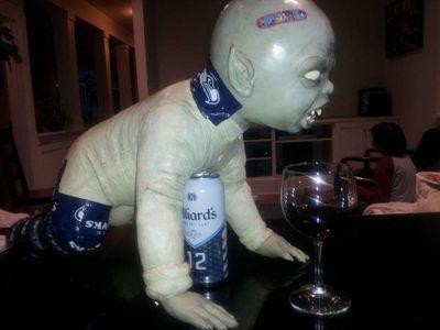 I'm a zombie baby.  Sometimes people are afraid of me. But I have a family that loves me. I like brains and traveling.