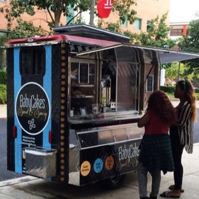 BabyCakes Sweet & Savory is a gourmet food cart that specializes in serving Dutch pancakes and German potato cakes.