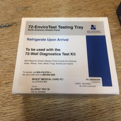 72 Enviromental Allergies Non invasive skin Test in conjuction w Personalized SLIT Therapy .Services for Providers