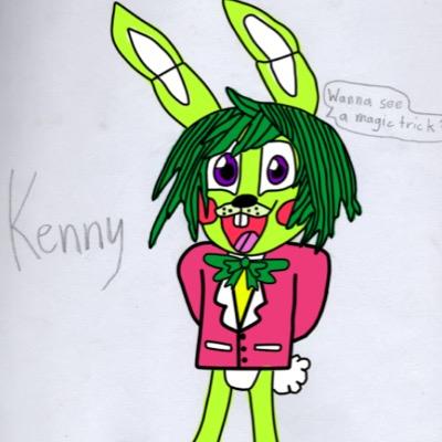 hi im kenny the animatronic bunny , dad @BonnieTheBunV1 , mom @FNAF_Chicaa sister, @CheekyFNAF i love magic tricks im scared of vincent but i will fight him ^^
