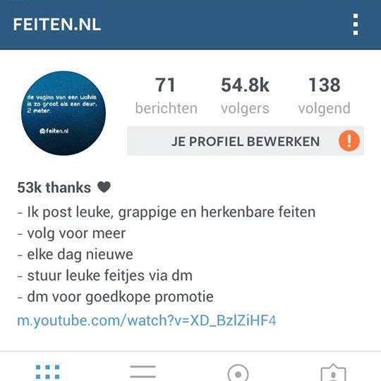 ik verkoop promoties op instagram @feiten.nl 54k nederlandse volgers