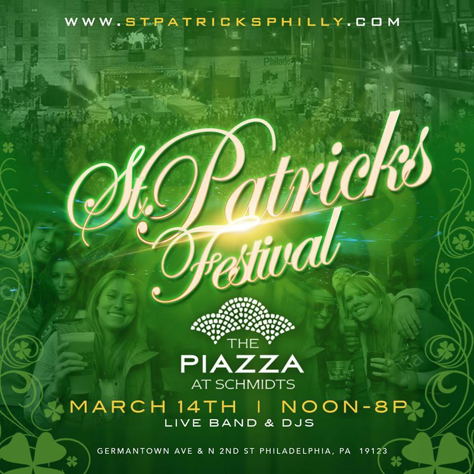 Join us on Saturday, March 14th for the 3rd Annual St. Patrick's Day Festival at the Piazza! #StPatsPhilly Questions: email@StPatricksPhilly.com