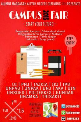 Akun resmi Campus Fair MAN Cibinong. #CF15 #STARTYOURFUTURE | Email: campusfair.mancib@yahoo.com