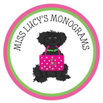 We love monograms! Miss Lucy's carries a variety of too cute accessories and apparel that come with a free monogram!