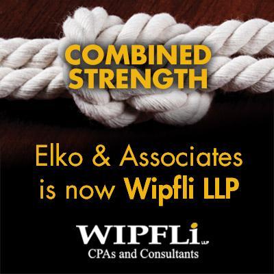 Elko & Associates is excited to announce that we are now a part of Wipfli LLP!
Follow @Wipfli_LLP for continued updates!