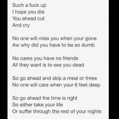 deppression_me's profile picture. just a girl who hates herself ••••Fuckup•••••My mind is full of demons •••••need to lose 85 lb •••never good enough••
 Anxiety+depression+cutting+suicidal