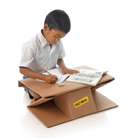 HelpDeskAarambh's profile picture. HelpDesk, produced by locally used cartons, is a combination of a desk and a backpack specially designed for children who lack resources in rural India.