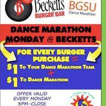 The official twitter of #MiracleMondays at @BGBecketts Buy a burger on Mondays and $2 will be donated to @bgsu_dm