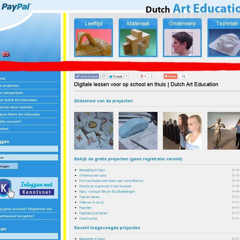 Dutch Art Education verzorgt digitale lessen voor particulieren en school in tekenen,handenarbeid en kunst. De website is beschikbaar in Nederlands en Engels.