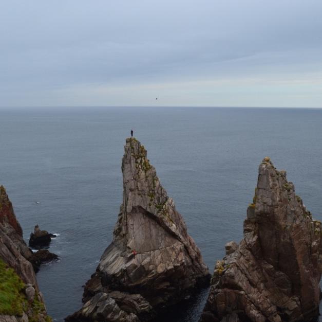 A rockclimber living, working and playing on the sea cliffs, sea stacks and mountain ranges of County Donegal in the Republic of Ireland.