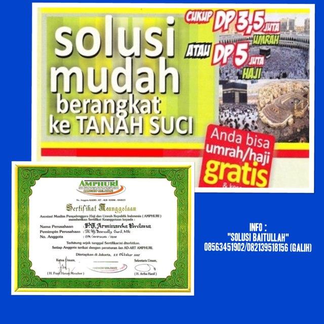 MITRA ARMINAREKA.PERWAKILAN RESMI TRAVEL UMROH & HAJI.MELAYANI PENDAFTARAN AGEN TRAVEL SELURUH INDONESIA.CP:08563451902/ 082139518156,BB:51326B40.i