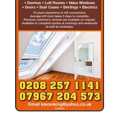 We specialise in dormers, loft conversions and all carpentry work ie: doors,skirting stairs,handrails,partition walls. We are a friendly family business.