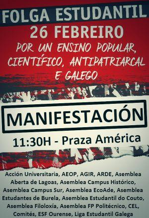 Conta da Folga do 26F de Vigo, formado polo estudantado e para o estudantado(tendo presenza: organizacións e asembleas estudantís convocantes)
