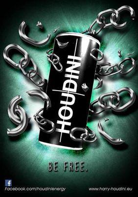 Houdini Energy TM is a new energy drink inspired by the legendary Escapologist. Our moto is be free,shop enquiries to info@harry-houdini.eu
