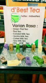 Olahan Teh »» Green Thai Tea| Thai Tea| Cokelat| Vanila| Coffee| Taro| Milk Tea| Dijual di Bakso Malang Bung Hadi Pekanbaru. Lokasi: Cab. Arifin Ahmad & Panam