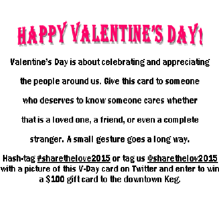 Sharethelov2O15's profile picture. 2015 is all about sharing the love and appreciating those loved ones around us and what better way to do that than on valentines day. #sharethelove2015