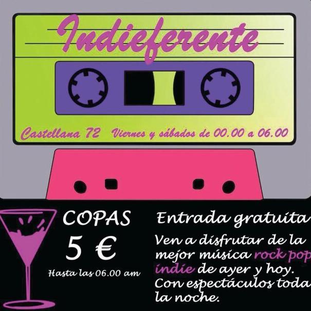 A partir de 18. Ven a disfrutar de la mejor música rock, pop, indie con espectáculos toda la noche!