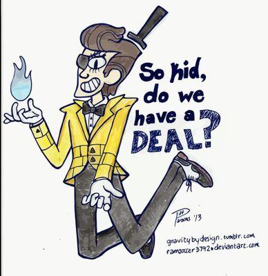 Hiya, the name's Bill Cipher, demon of your dreams. Don't forget that I'm always watching! I see everything you do, the good, the bad, even the sexy fun times!